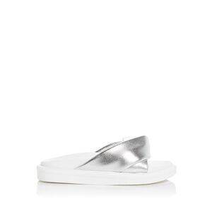 AQUA Womens Silver Ryle Round Toe Platform Slip On Slide Sandals Shoes 6.5 M